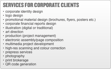 services for corporate clients •	corporate identity design •	lo